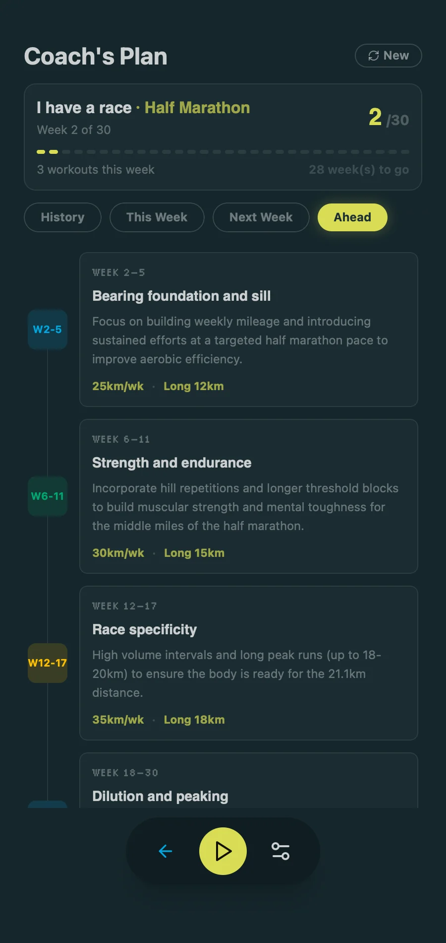 Coach Plan - Training Timeline