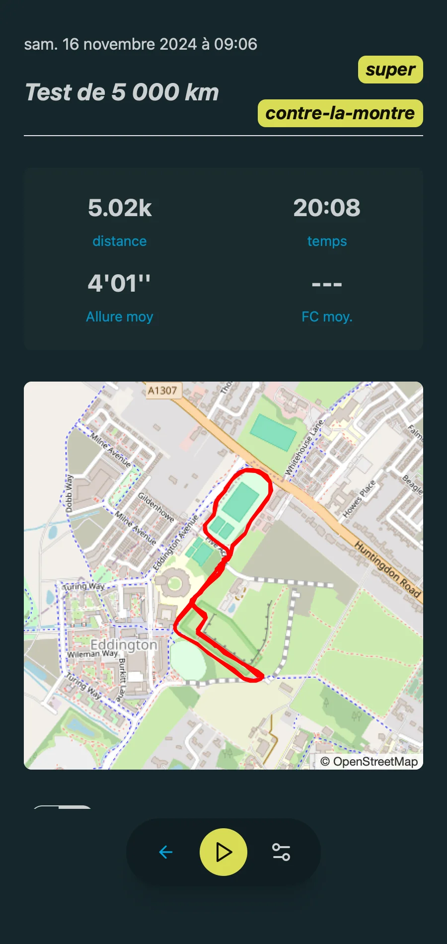 Completed Workout Summary